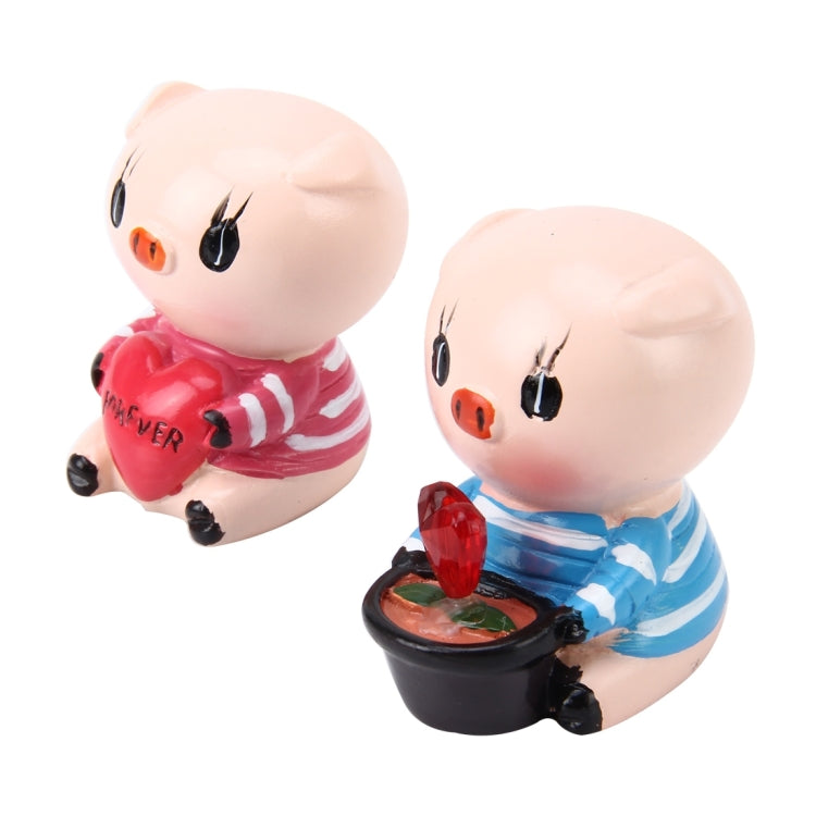 2 PCS Car Stone Lovely Pig Decorative Statues