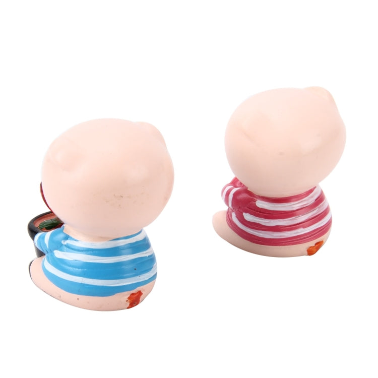 2 PCS Car Stone Lovely Pig Decorative Statues