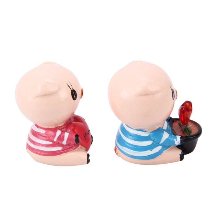 2 PCS Car Stone Lovely Pig Decorative Statues