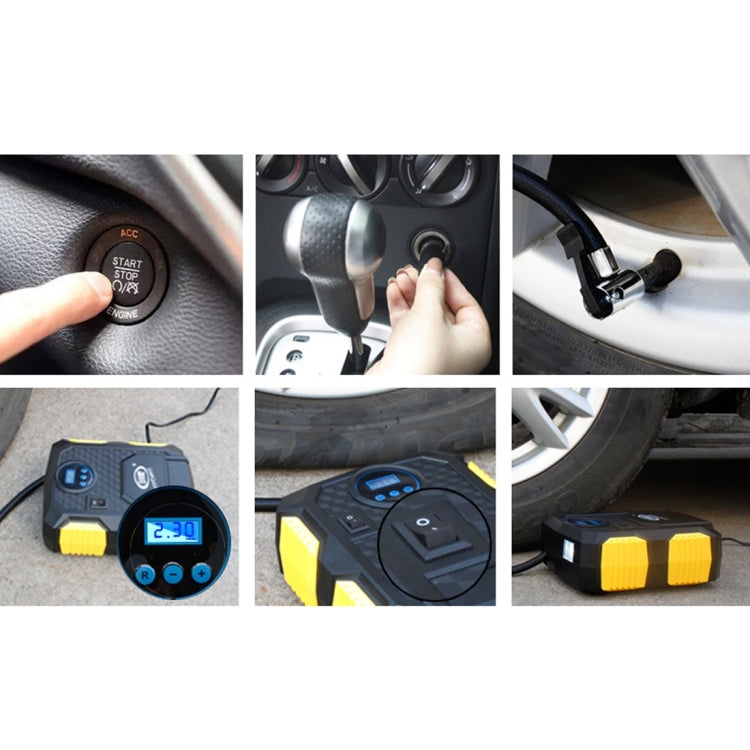 12V 10A Air Pump with Digital Gauge and LED Light, Portable Tire Inflator Compressor for 19 Cylinder Car