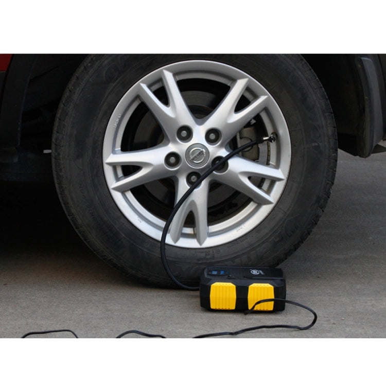 12V 10A Air Pump with Digital Gauge and LED Light, Portable Tire Inflator Compressor for 19 Cylinder Car