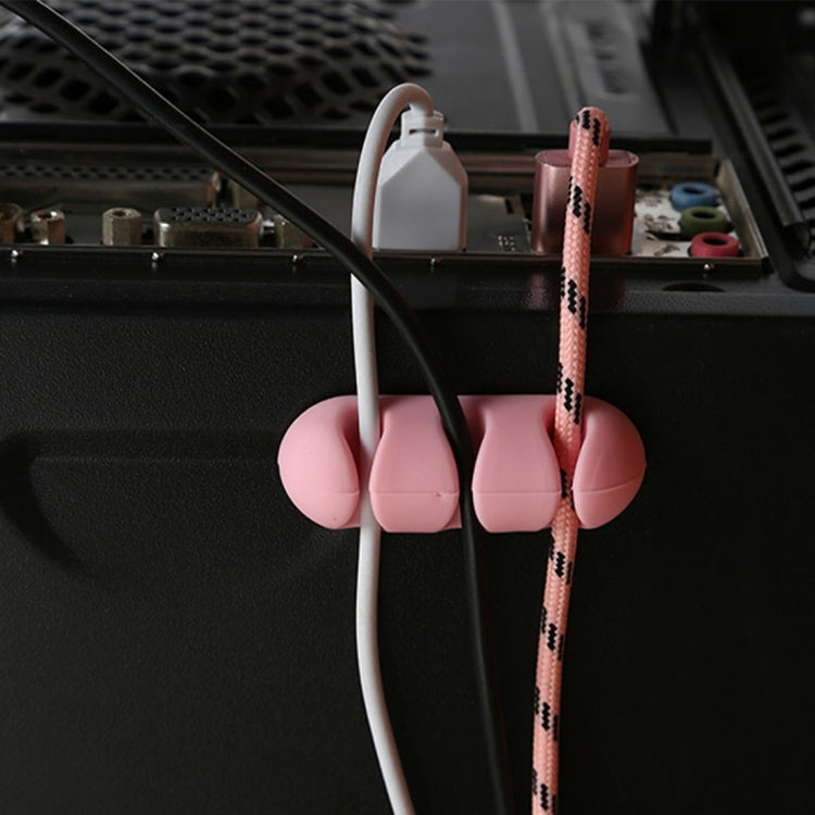 4 PCS 3 Holes USB Cord Organizer Cable Clip(Random Color Delivery)