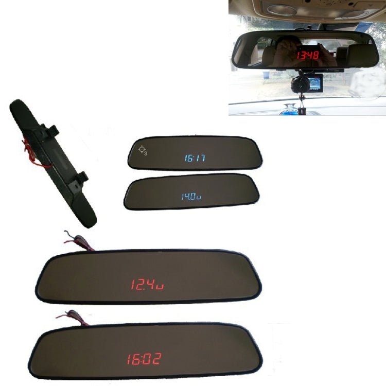 3 in1 Car LED Digital Voltage Meter Thermometer Clock Rearview Mirror