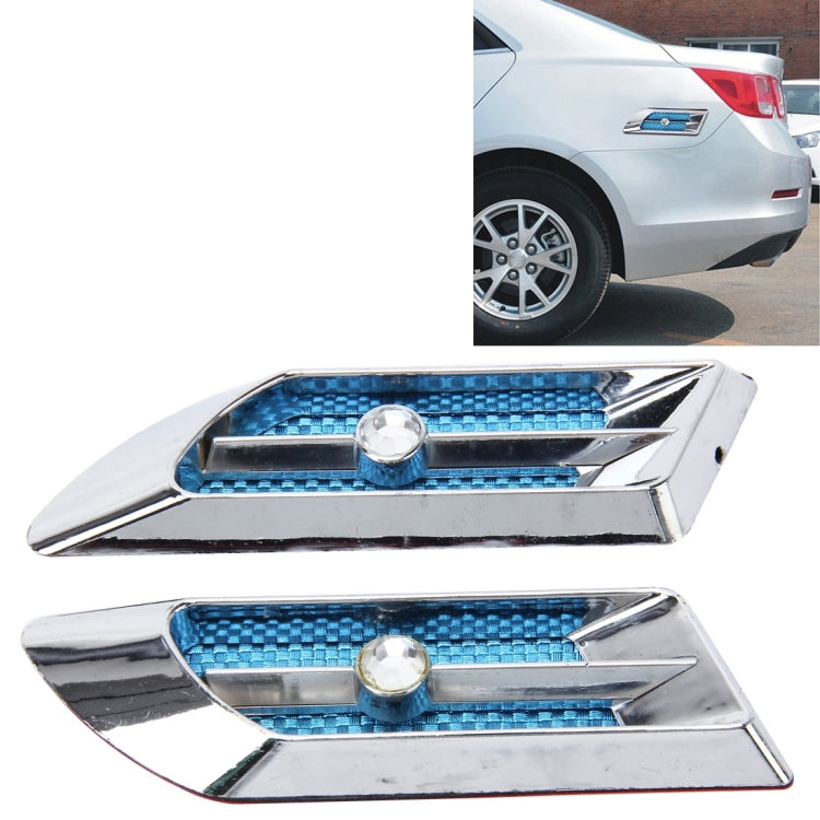 2 PCS Car Plastic Decorative Sticker, Size: 11.5 x 3.0cm(Silver + Blue)