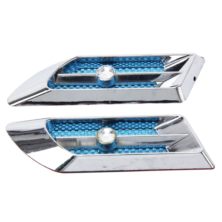2 PCS Car Plastic Decorative Sticker, Size: 11.5 x 3.0cm(Silver + Blue)