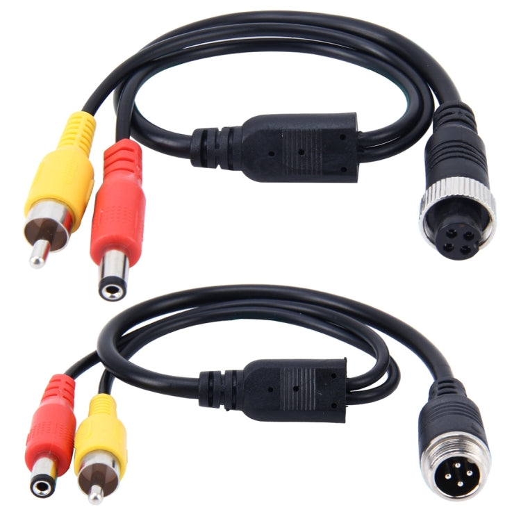 2 PCS 1 in 2 Ways Car Auto Monitor Camera DVR Male and Female 4 Pin Video Power Extension Cable Cord, Length: 39cm