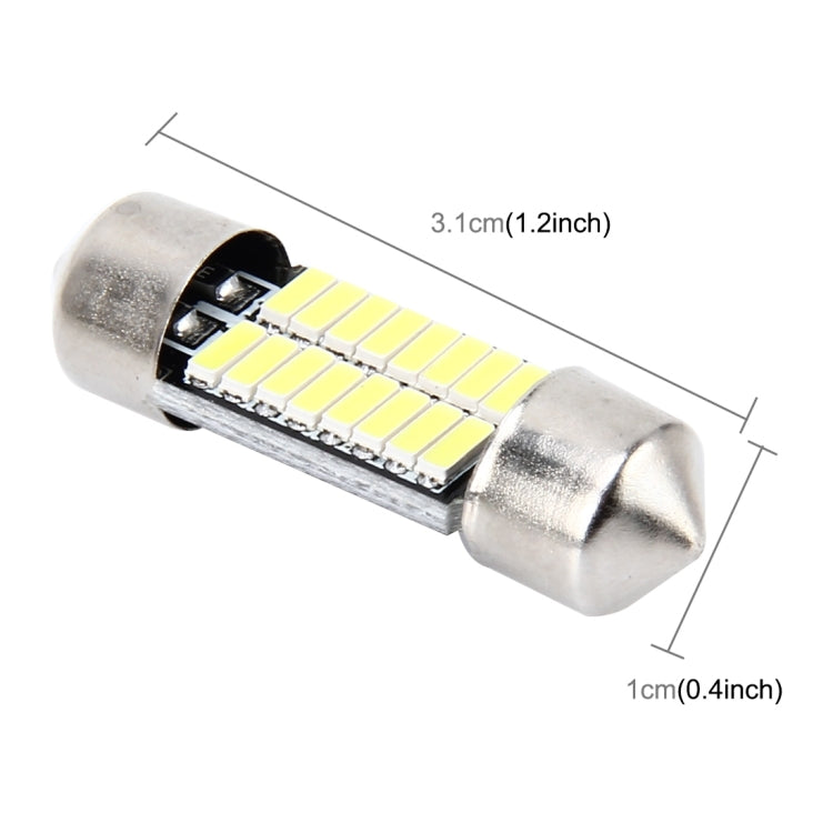 2 PCS 2W 100 LM 6000K 31MM Bicuspid Port Car Dome Lamp LED Reading Light with 16 SMD-4014 LED Lamps, DC 12V(White Light)
