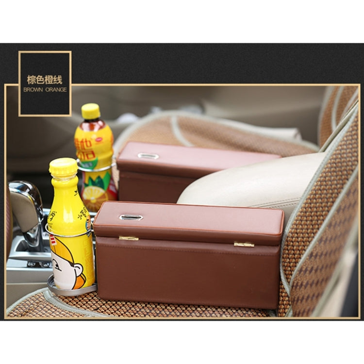2 PCS FD-C108 Car Auto Wrapping Leather Seat Side Carrying Organizer Storage Box with Metal Drink Holder and Coin Hole