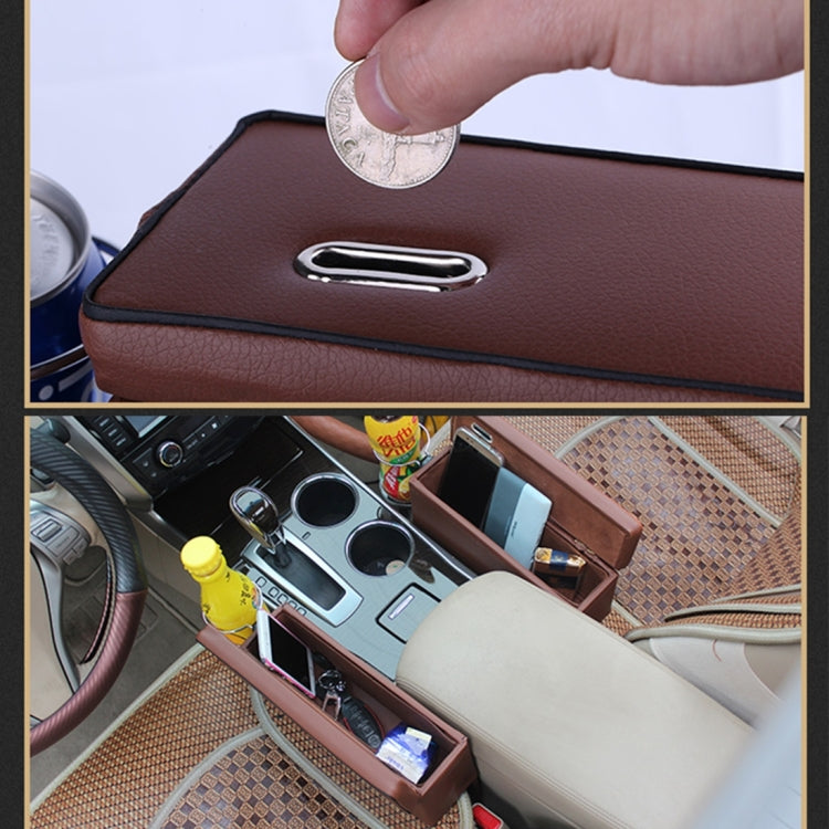 2 PCS FD-C108 Car Auto Wrapping Leather Seat Side Carrying Organizer Storage Box with Metal Drink Holder and Coin Hole