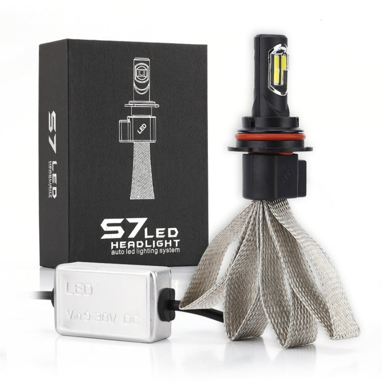 2 PCS S7 9004 40W 3200 LM 6000K IP68 Car Headlight with 2 COB Lamps and Heat Dissipation Cable, DC 9-30V(White Light)