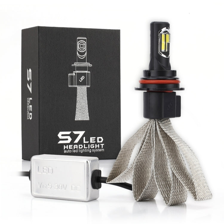 2 PCS S7 9007 40W 3200 LM 6000K IP68 Car Headlight with 2 COB Lamps and Heat Dissipation Cable, DC 9-30V(White Light)