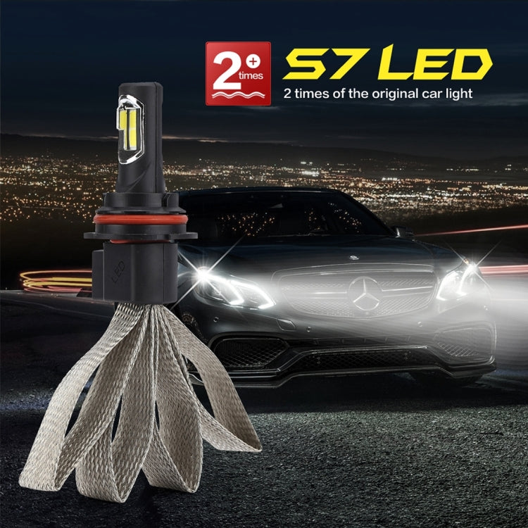 2 PCS S7 9007 40W 3200 LM 6000K IP68 Car Headlight with 2 COB Lamps and Heat Dissipation Cable, DC 9-30V(White Light)