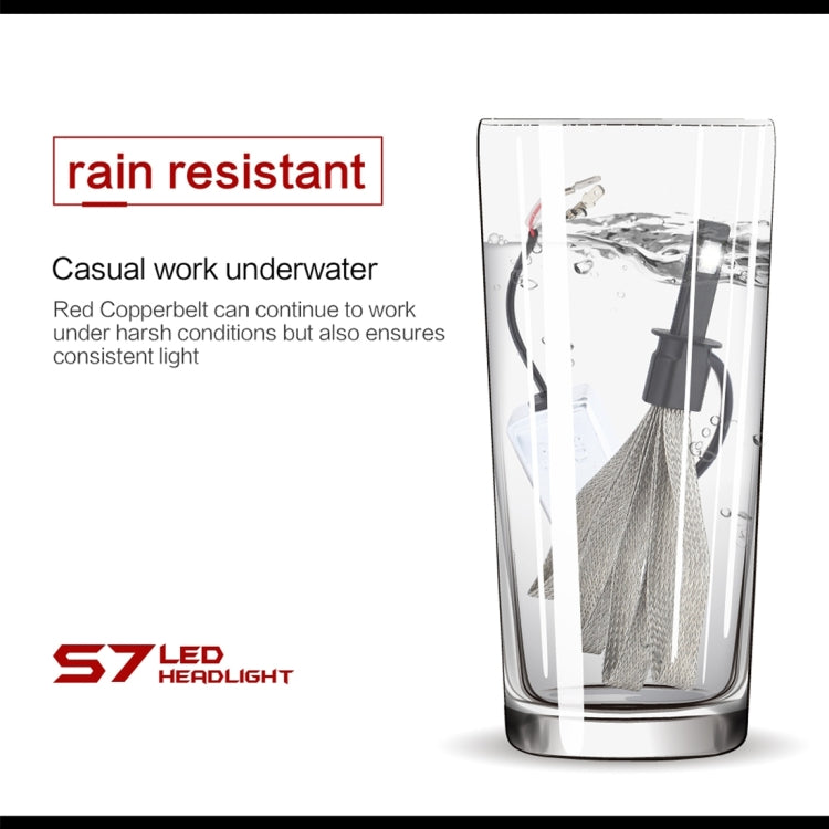 2 PCS S7 H1 40W 3200 LM 6000K IP68 Car Headlight with 2 COB Lamps and Heat Dissipation Cable, DC 9-30V(White Light)