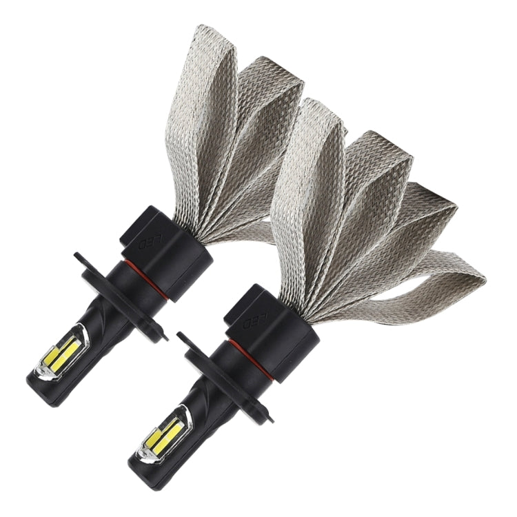 2 PCS S7 H4 40W 3200 LM 6000K IP68 Car Headlight with 2 COB Lamps and Heat Dissipation Cable, DC 9-30V(White Light)