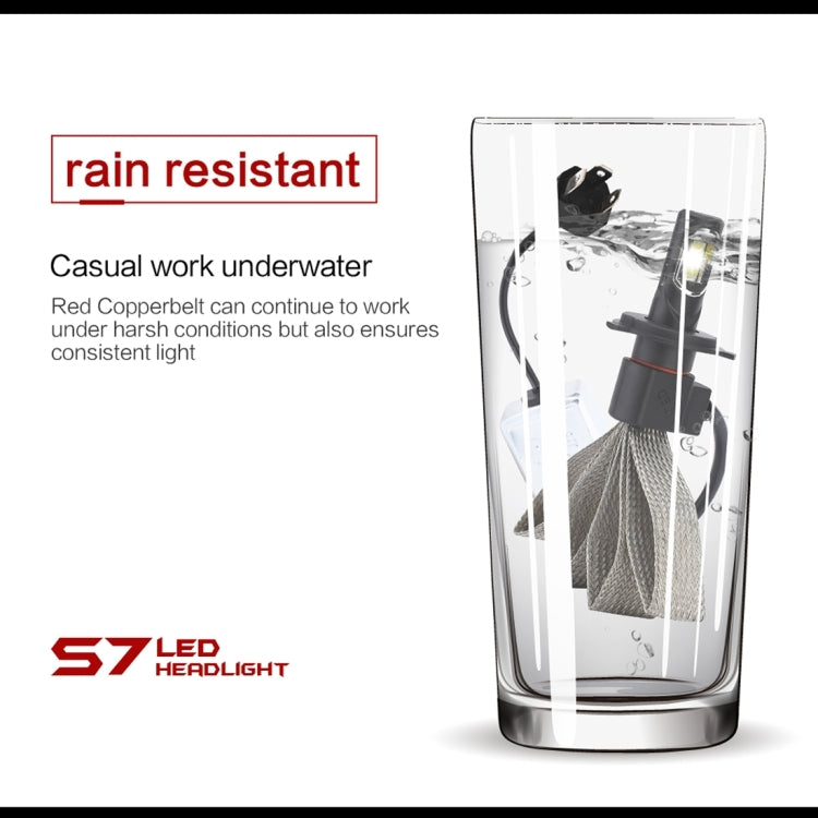 2 PCS S7 H4 40W 3200 LM 6000K IP68 Car Headlight with 2 COB Lamps and Heat Dissipation Cable, DC 9-30V(White Light)