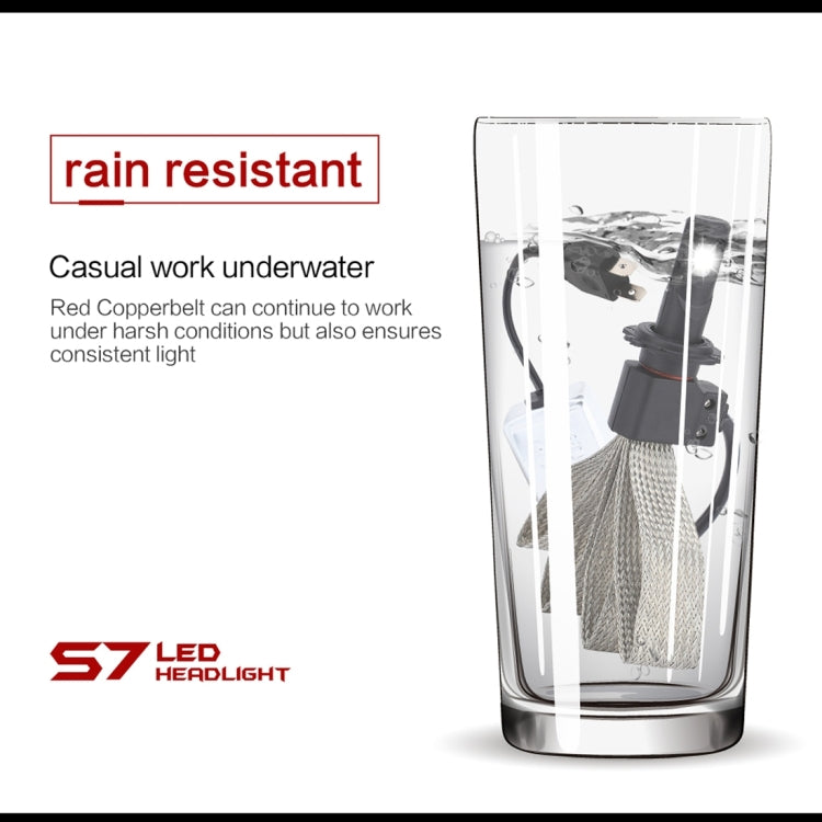 2 PCS S7 H7 40W 3200 LM 6000K IP68 Car Headlight with 2 COB Lamps and Heat Dissipation Cable, DC 9-30V(White Light)