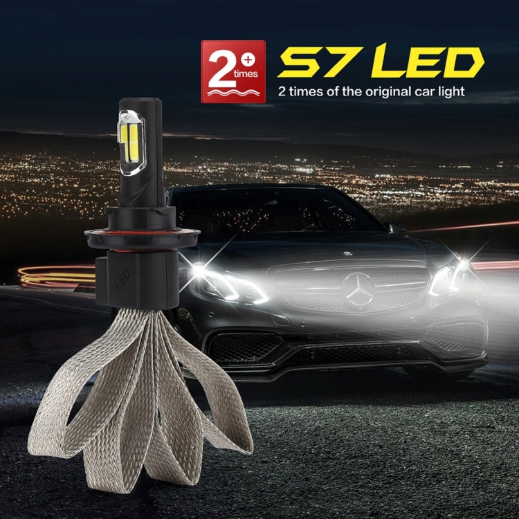 2 PCS S7 H13 40W 3200 LM 6000K IP68 Car Headlight with 2 COB Lamps and Heat Dissipation Cable, DC 9-30V(White Light)