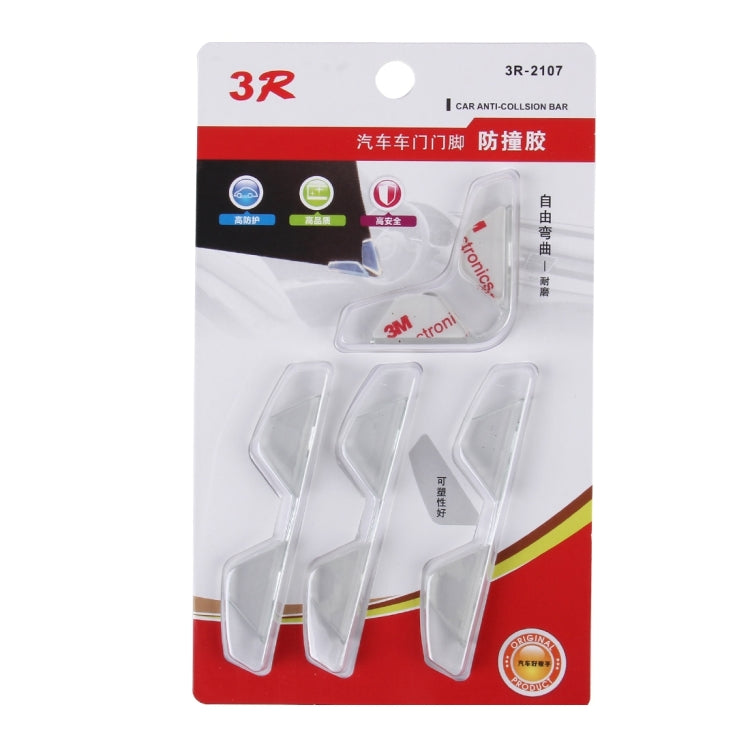 3R 3R-2107 4 PCS Rubber Car Side Door Edge Free Bending Protection Guards Cover Trims Stickers