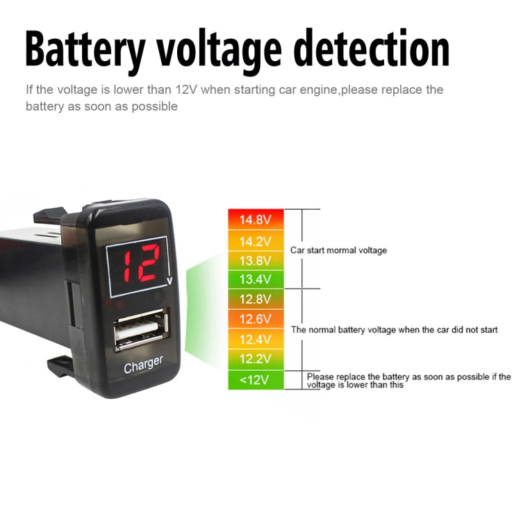 Car DC12V 2.1A USB Charger + Voltmeter for Toyota VIGO