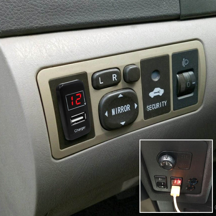 Car DC12V 2.1A USB Charger + Voltmeter for Toyota VIGO