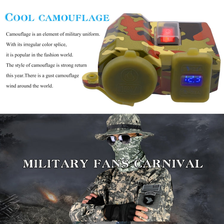 Motorcycle Waterproof DC12 4.2A Dual USB Charger Adapter + Voltmeter + Cigarette Lighter