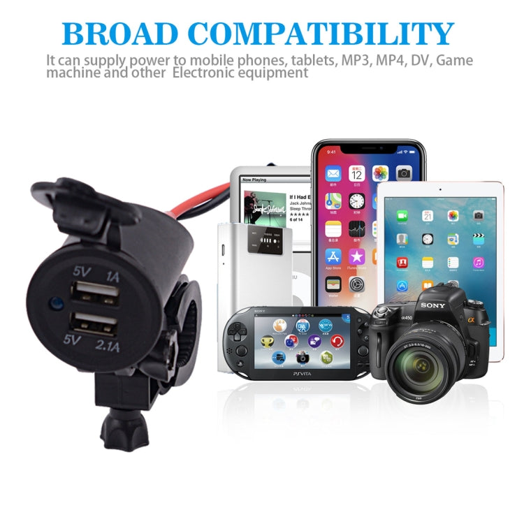 Motorcycle Faucet Waterproof 12-24V 2.1A Dual USB Charger Adapter