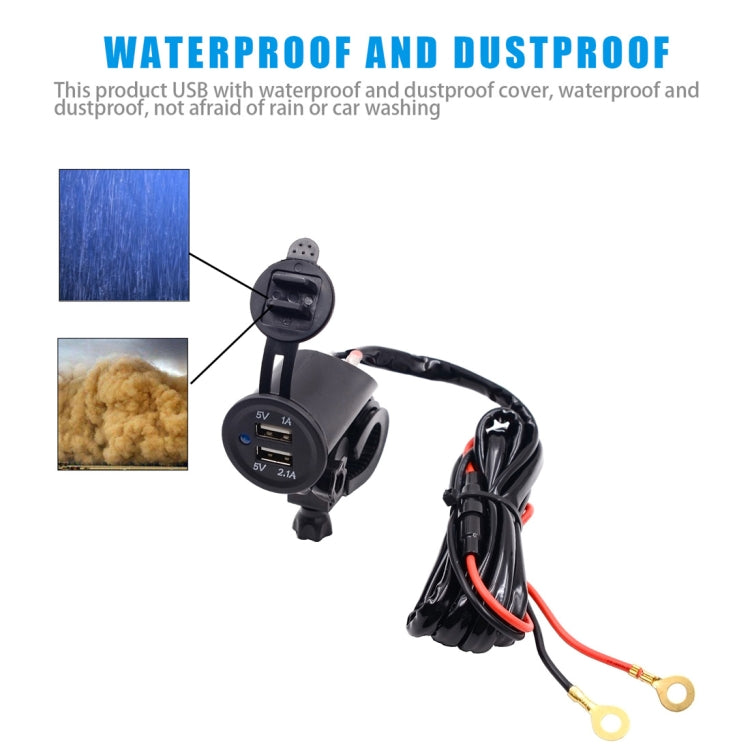 Motorcycle Faucet Waterproof 12-24V 2.1A Dual USB Charger Adapter