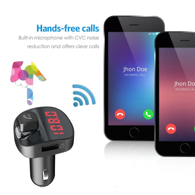 BBL08 Dual USB Charging Smart Bluetooth FM Transmitter MP3 Music Player Car Kit, Support Hands-Free Call  & TF Card & U Disk