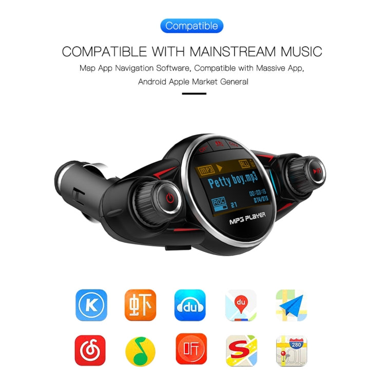 BT08 USB Charging Smart Bluetooth FM Transmitter MP3 Music Player Car Kit, Support Hands-Free Call  & TF Card & U Disk