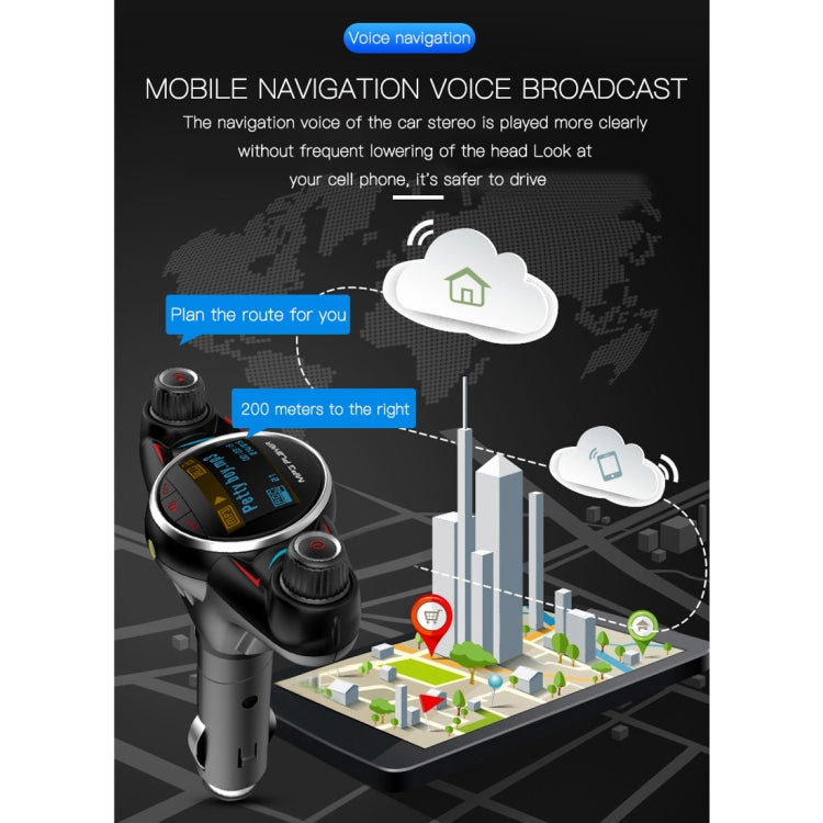 BT08 USB Charging Smart Bluetooth FM Transmitter MP3 Music Player Car Kit, Support Hands-Free Call  & TF Card & U Disk