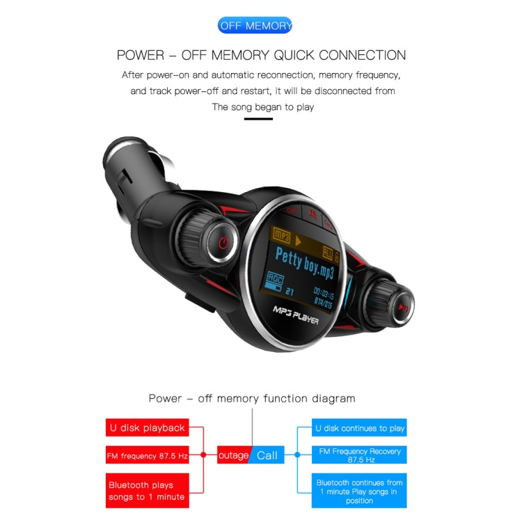 BT08 USB Charging Smart Bluetooth FM Transmitter MP3 Music Player Car Kit, Support Hands-Free Call  & TF Card & U Disk