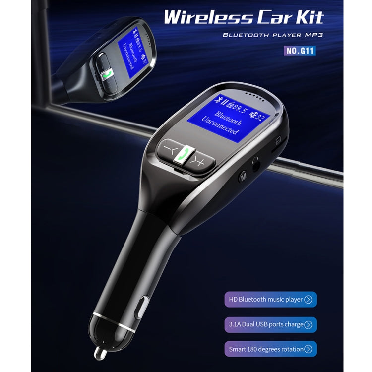 G11 Dual USB Charging Smart Bluetooth FM Transmitter MP3 Music Player Car Kit, Support Hands-Free Call  & TF Card & U Disk(Max 32GB)