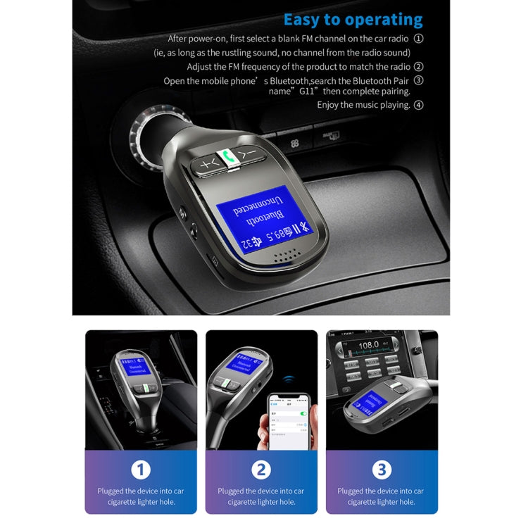 G11 Dual USB Charging Smart Bluetooth FM Transmitter MP3 Music Player Car Kit, Support Hands-Free Call  & TF Card & U Disk(Max 32GB)