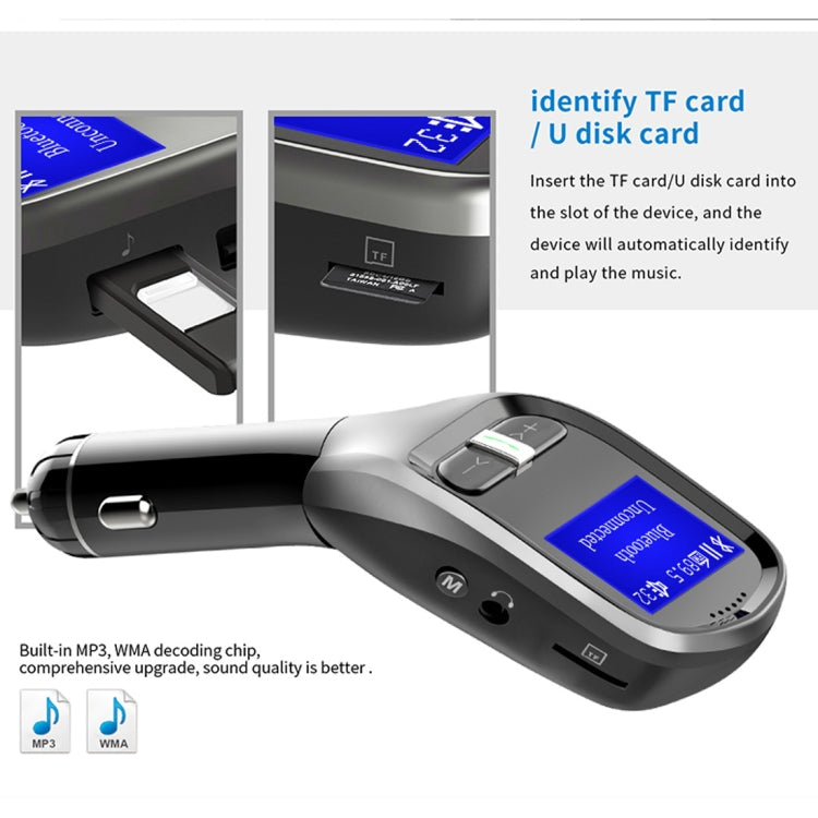 G11 Dual USB Charging Smart Bluetooth FM Transmitter MP3 Music Player Car Kit, Support Hands-Free Call  & TF Card & U Disk(Max 32GB)