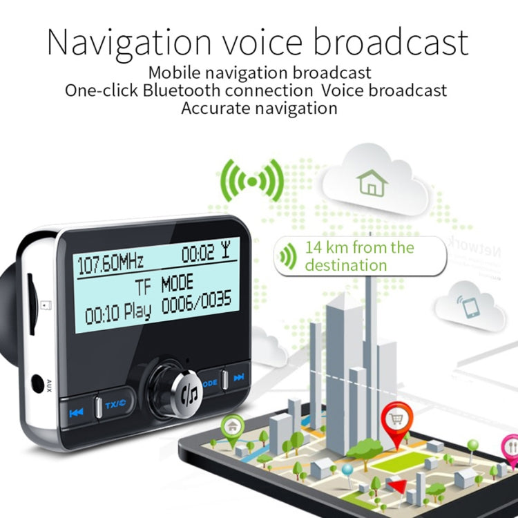 DAB002 Car DAB Dual USB Charging Smart Bluetooth Digital FM Transmitter MP3 Music Player Car Kit, Support Hands-Free Call  & TF Card