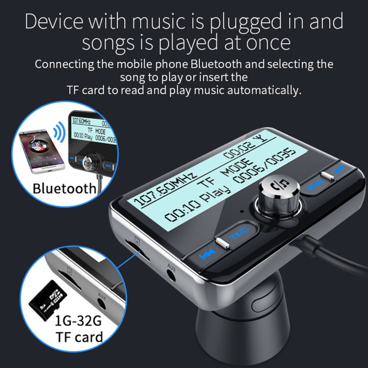 DAB002 Car DAB Dual USB Charging Smart Bluetooth Digital FM Transmitter MP3 Music Player Car Kit, Support Hands-Free Call  & TF Card