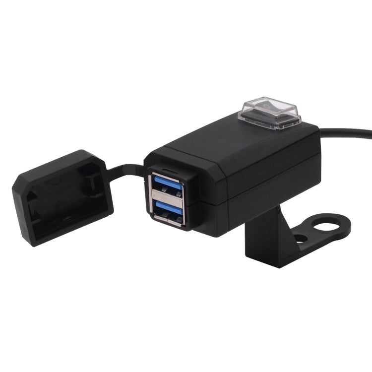 Motorcycle Waterproof QC3.0 Dual USB Fast Charger Adapter with Switch