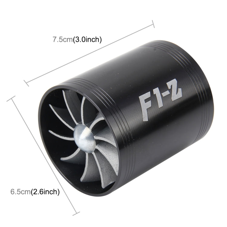 F1-Z Car Stainless Universal Supercharger Dual Double Turbine Air Intake Fuel Saver Turbo Turboing Charger Fan Set kit