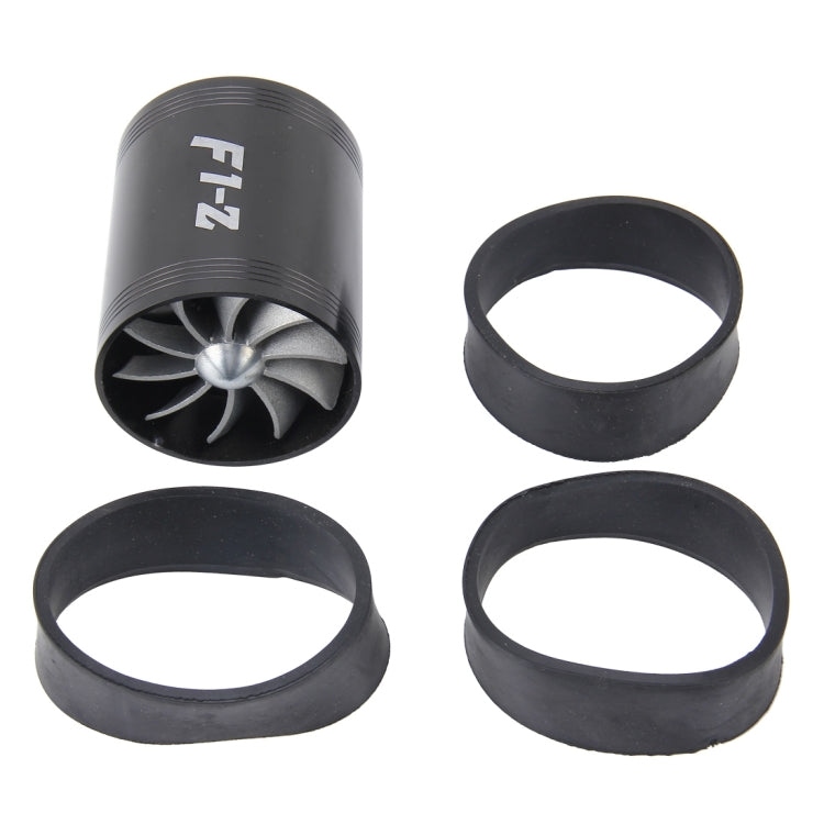 F1-Z Car Stainless Universal Supercharger Dual Double Turbine Air Intake Fuel Saver Turbo Turboing Charger Fan Set kit