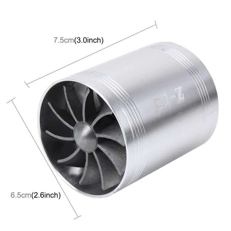 F1-Z Car Stainless Universal Supercharger Dual Double Turbine Air Intake Fuel Saver Turbo Turboing Charger Fan Set kit
