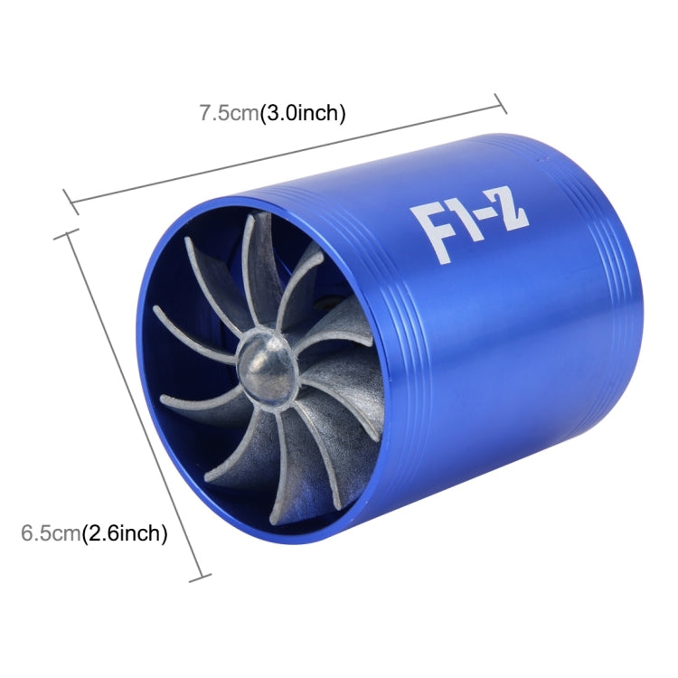 F1-Z Car Stainless Universal Supercharger Dual Double Turbine Air Intake Fuel Saver Turbo Turboing Charger Fan Set kit