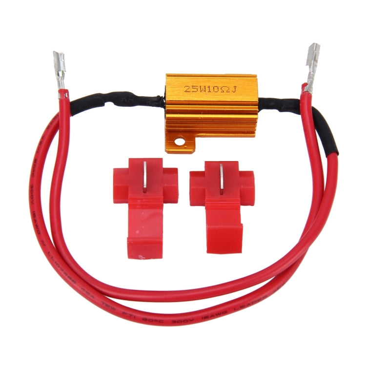 25W 10 Ohm 8R Gold Aluminum Clad Power Resistor with 2 PCS Quick Splice Solderless Wire Terminals Connector