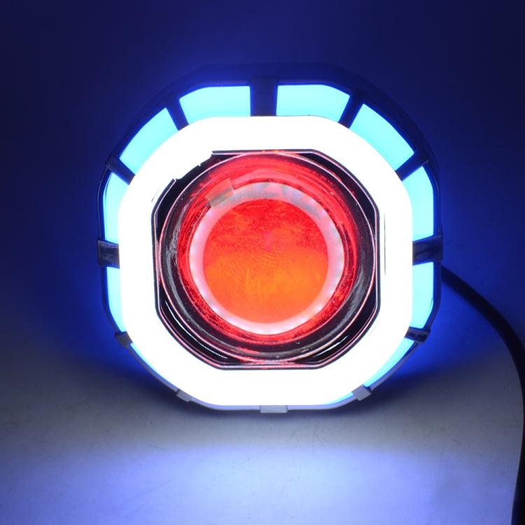 Motorcycle 30W DC 12V-85V LED Headlight Built-in octagonal Double Aperture Angle Eyes + Devil Eye