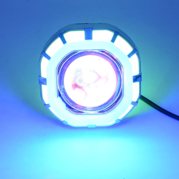 Motorcycle 30W DC 12V-85V LED Headlight Built-in octagonal Double Aperture Angle Eyes + Devil Eye