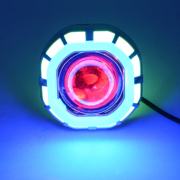 Motorcycle 30W DC 12V-85V LED Headlight Built-in octagonal Double Aperture Angle Eyes + Devil Eye