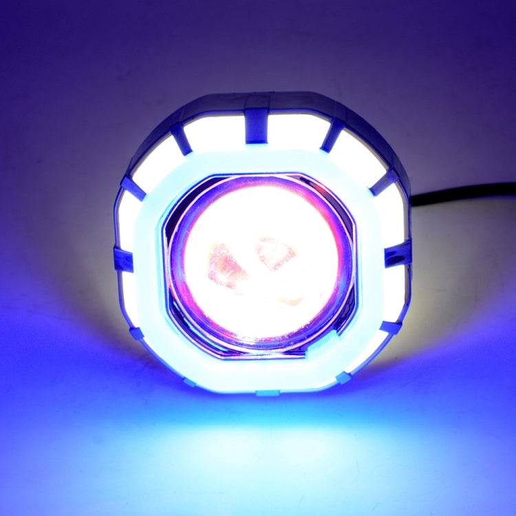 Motorcycle 30W DC 12V-85V LED Headlight Built-in octagonal Double Aperture Angle Eyes + Devil Eye