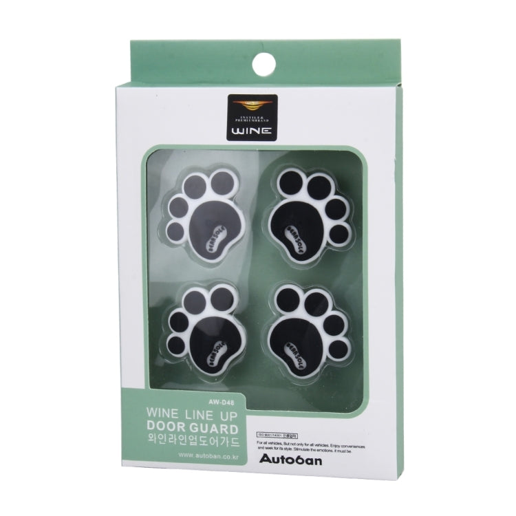 4 PCS Dog Footprint Shape Cartoon Style PVC Car Auto Protection Anti-scratch Door Guard Decorative Sticker