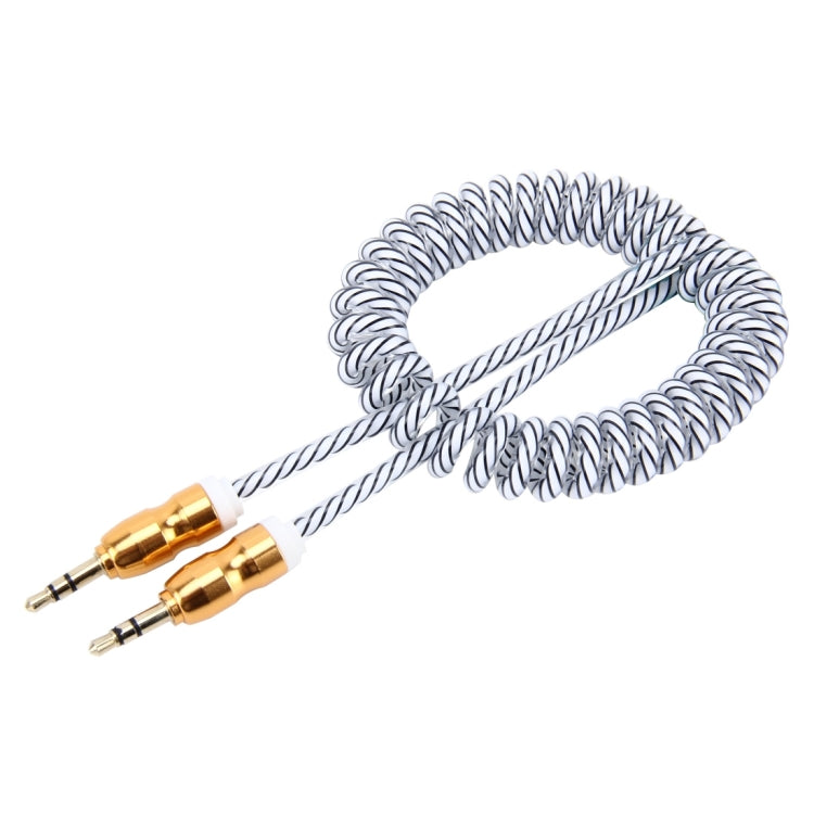 3.5mm 3-pole Male to Male Plug Audio AUX Retractable Transparent Plastic Wrap Coiled Cable, Length: 1m