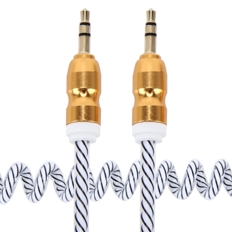 3.5mm 3-pole Male to Male Plug Audio AUX Retractable Transparent Plastic Wrap Coiled Cable, Length: 1m