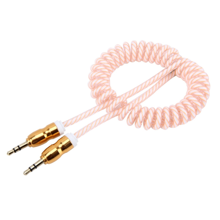 3.5mm 3-pole Male to Male Plug Audio AUX Retractable Transparent Plastic Wrap Coiled Cable, Length: 1m